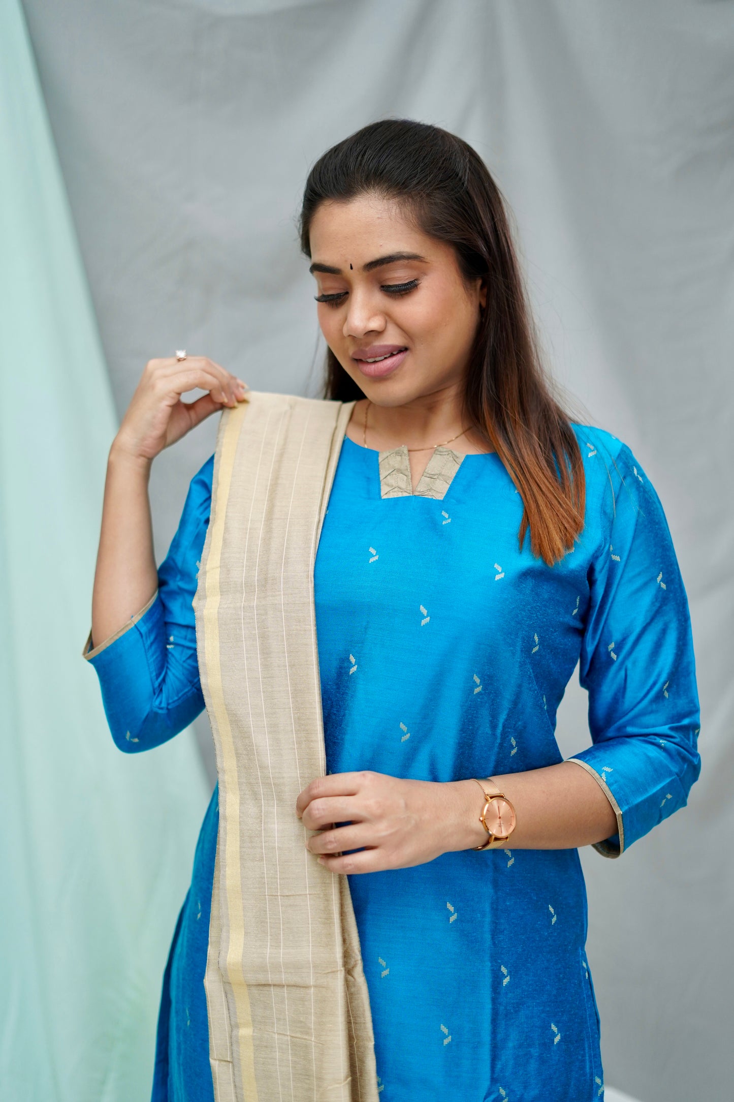 Aarvi Blue raw silk salwar ser