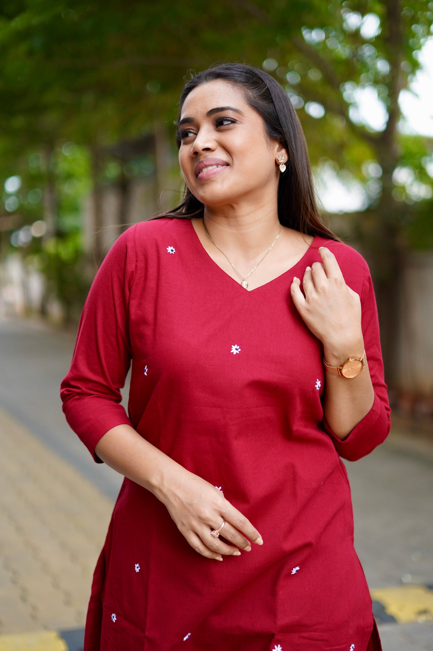 Kavya Kurti set - Maroon