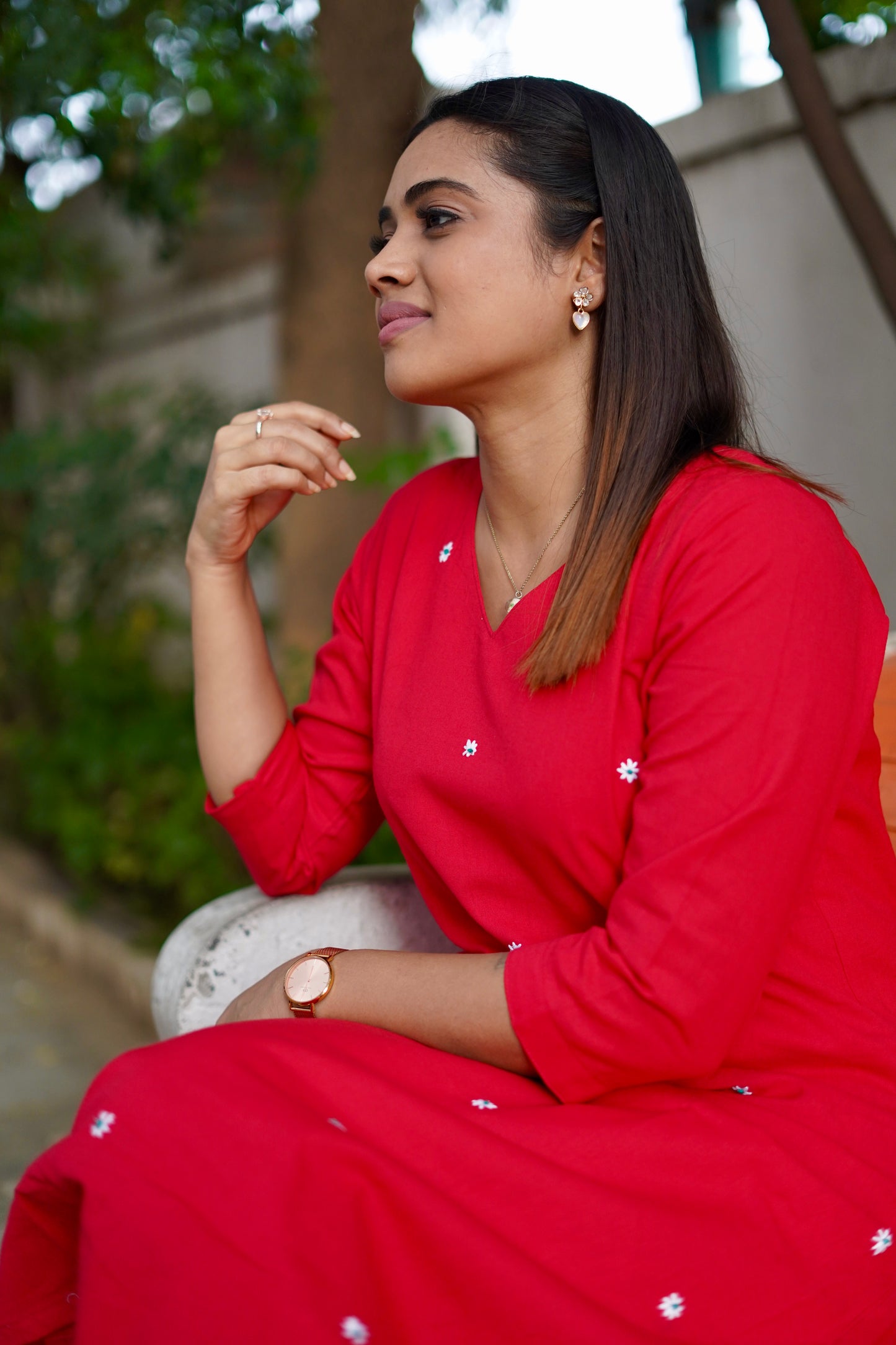 Kavya Kurti set - Red
