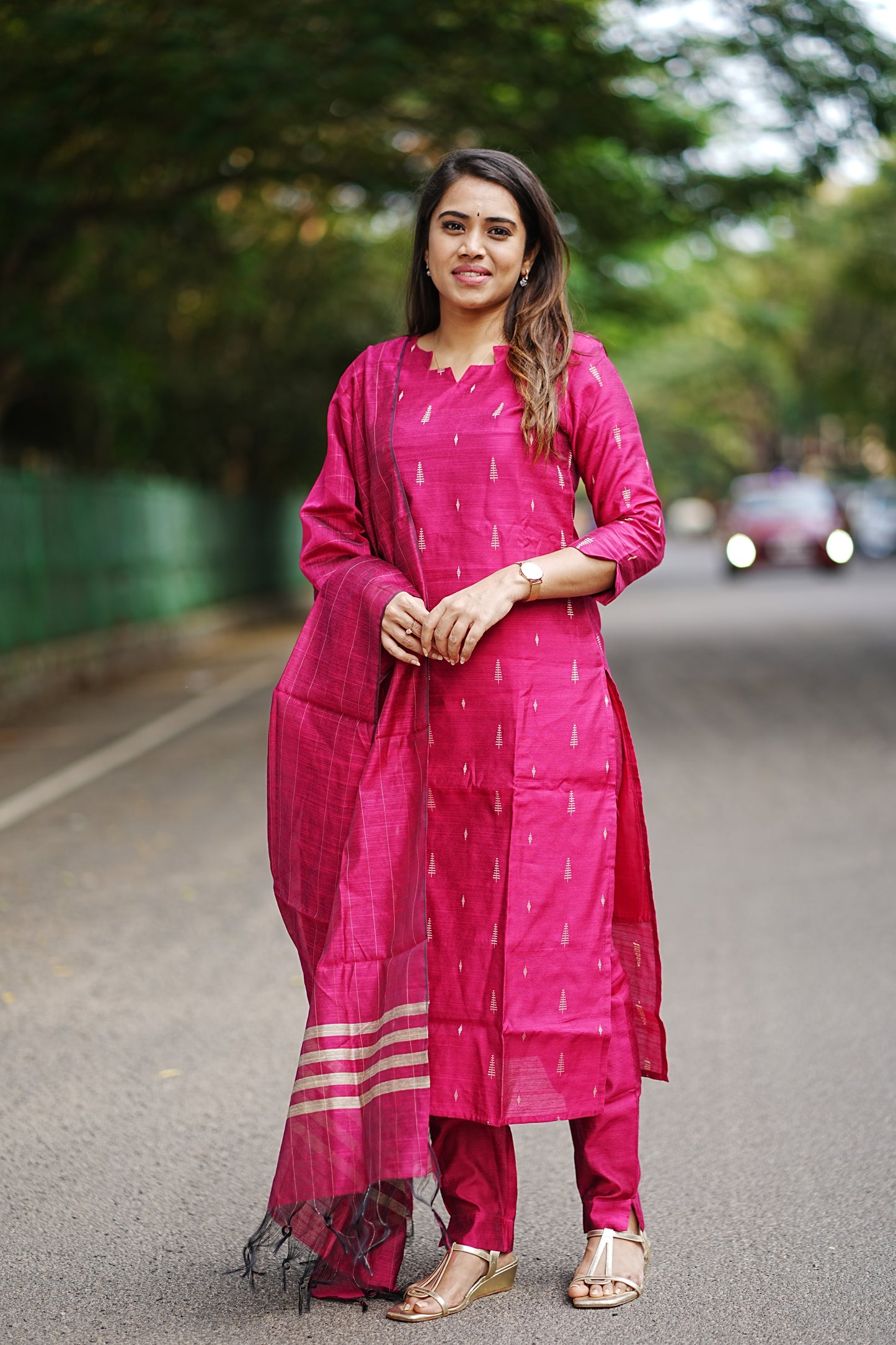 Ilaagiya Raw Silk Salwar Set in Pink