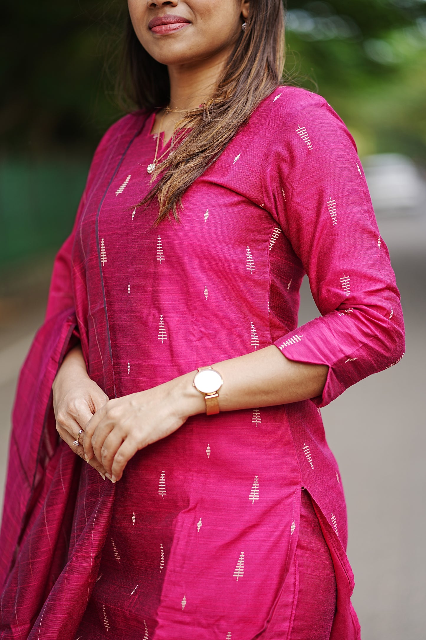 Ilaagiya Raw Silk Salwar Set in Pink