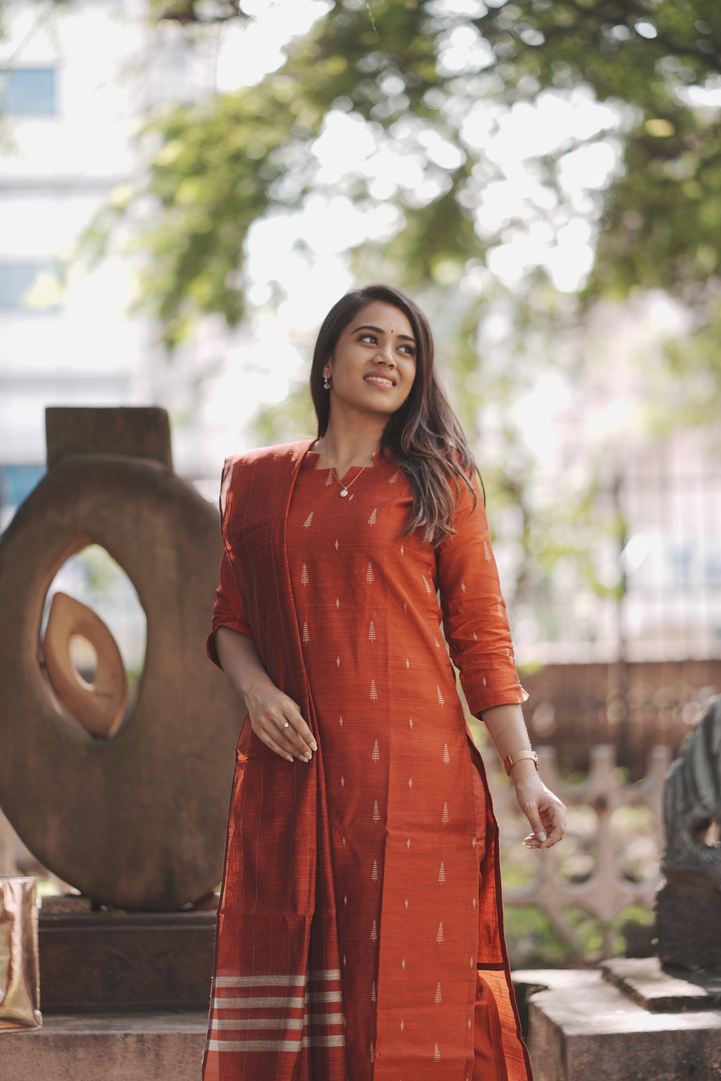 Ilaagiya Raw Silk Salwar Set in Orange