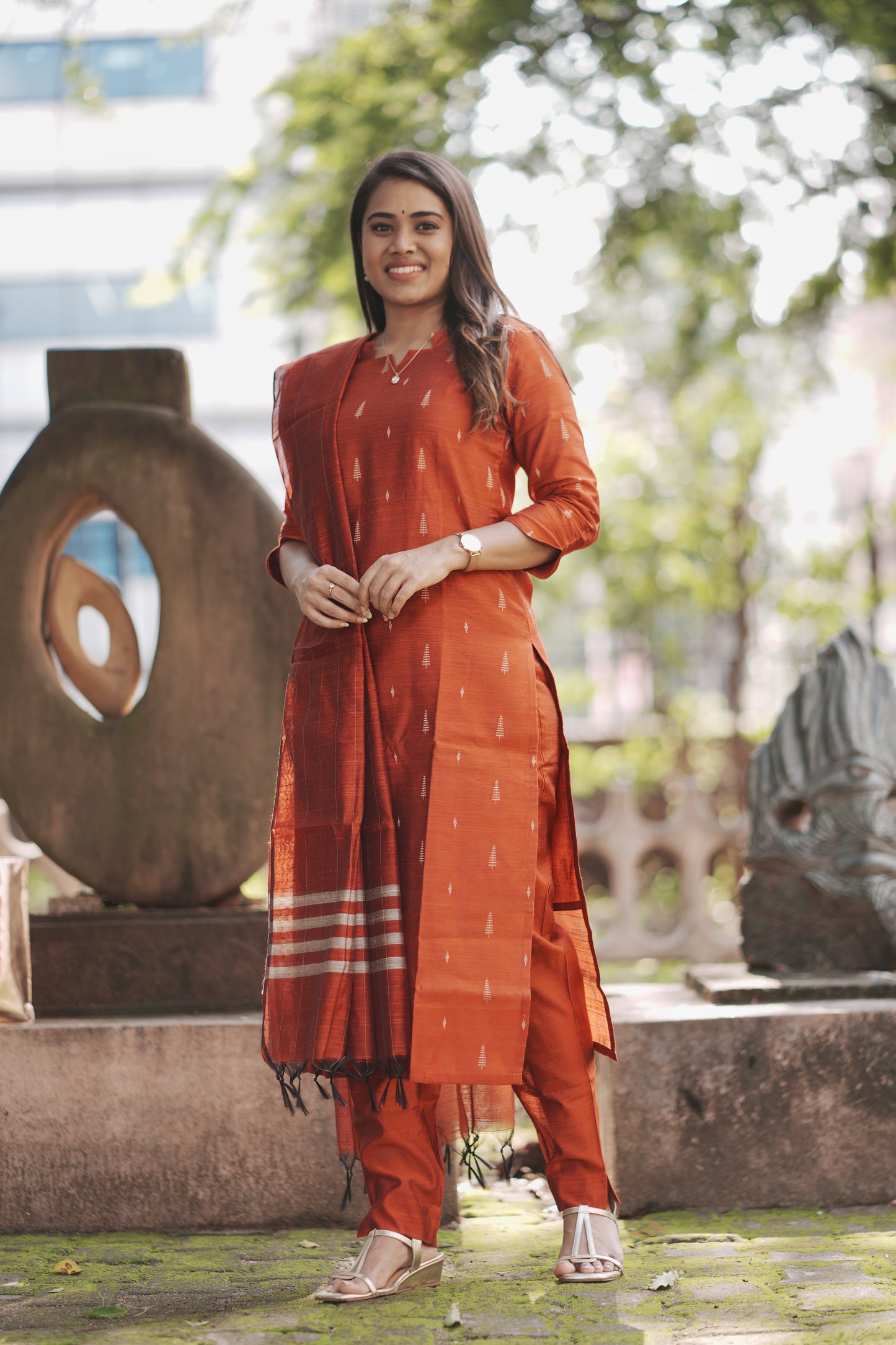 Ilaagiya Raw Silk Salwar Set in Orange