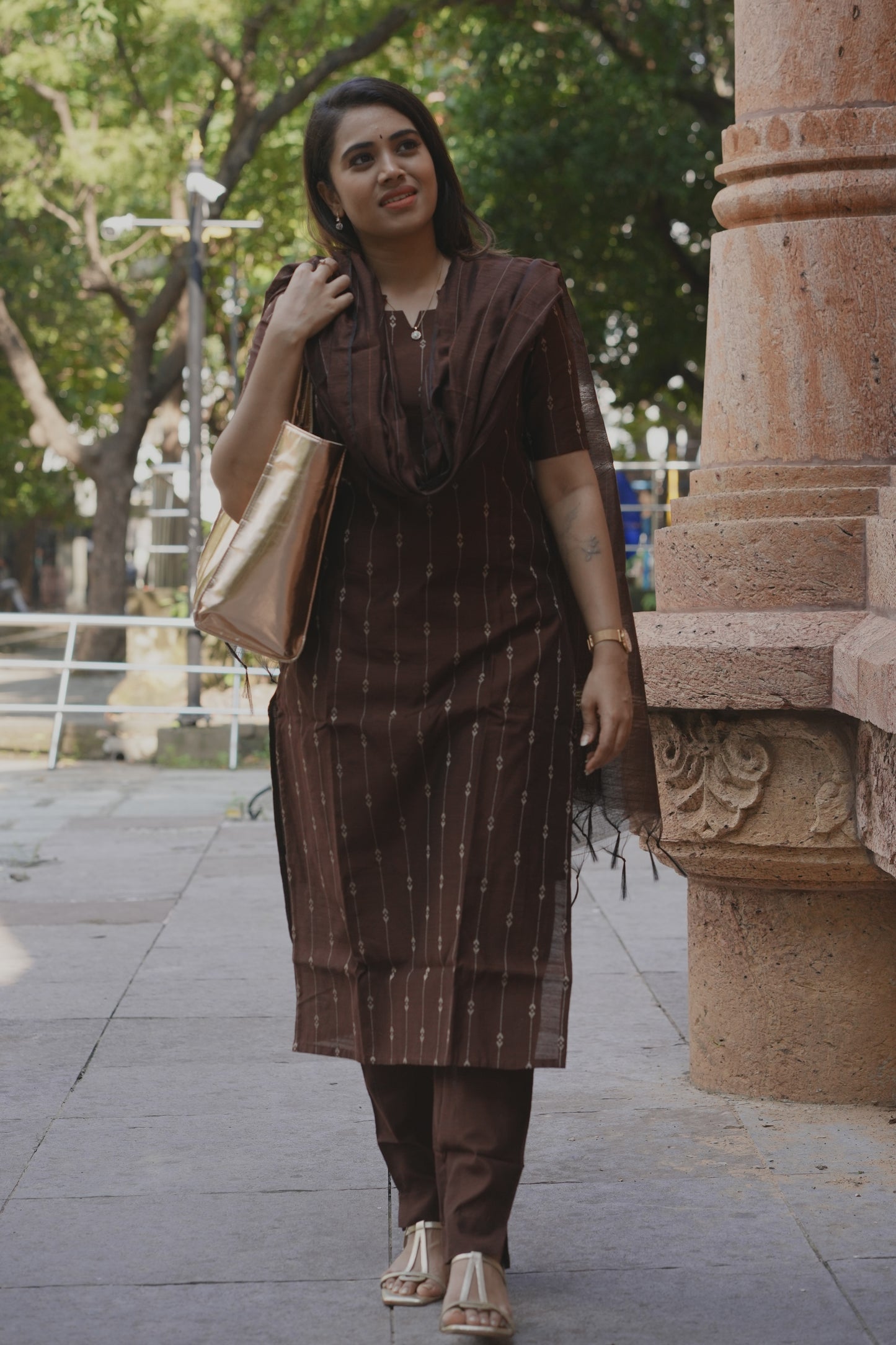 Ilaagiya Raw Silk Salwar Set in Brown