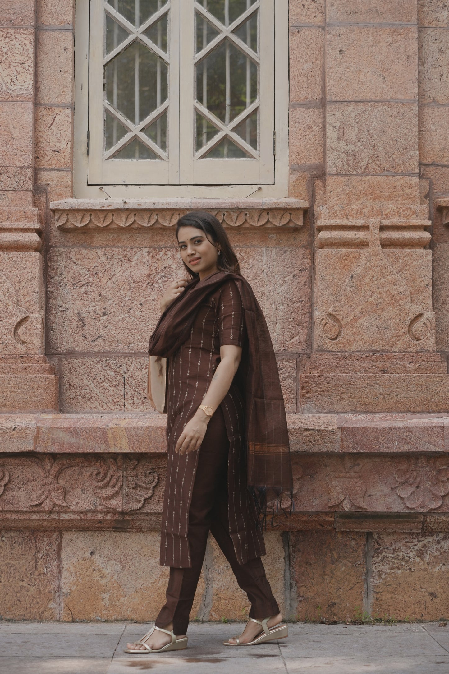 Ilaagiya Raw Silk Salwar Set in Brown