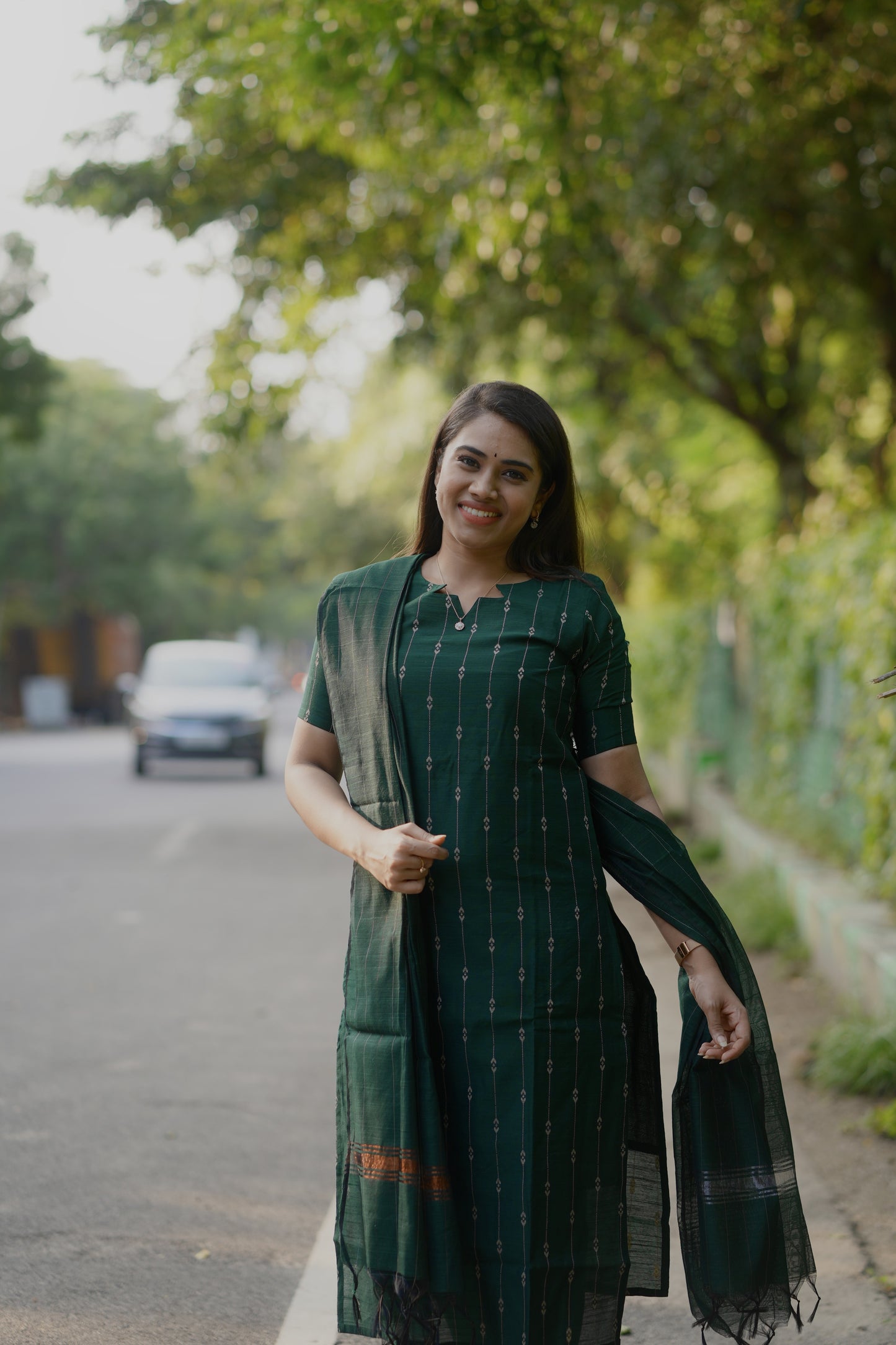 Ilaagiya Raw Silk Salwar Set in Green