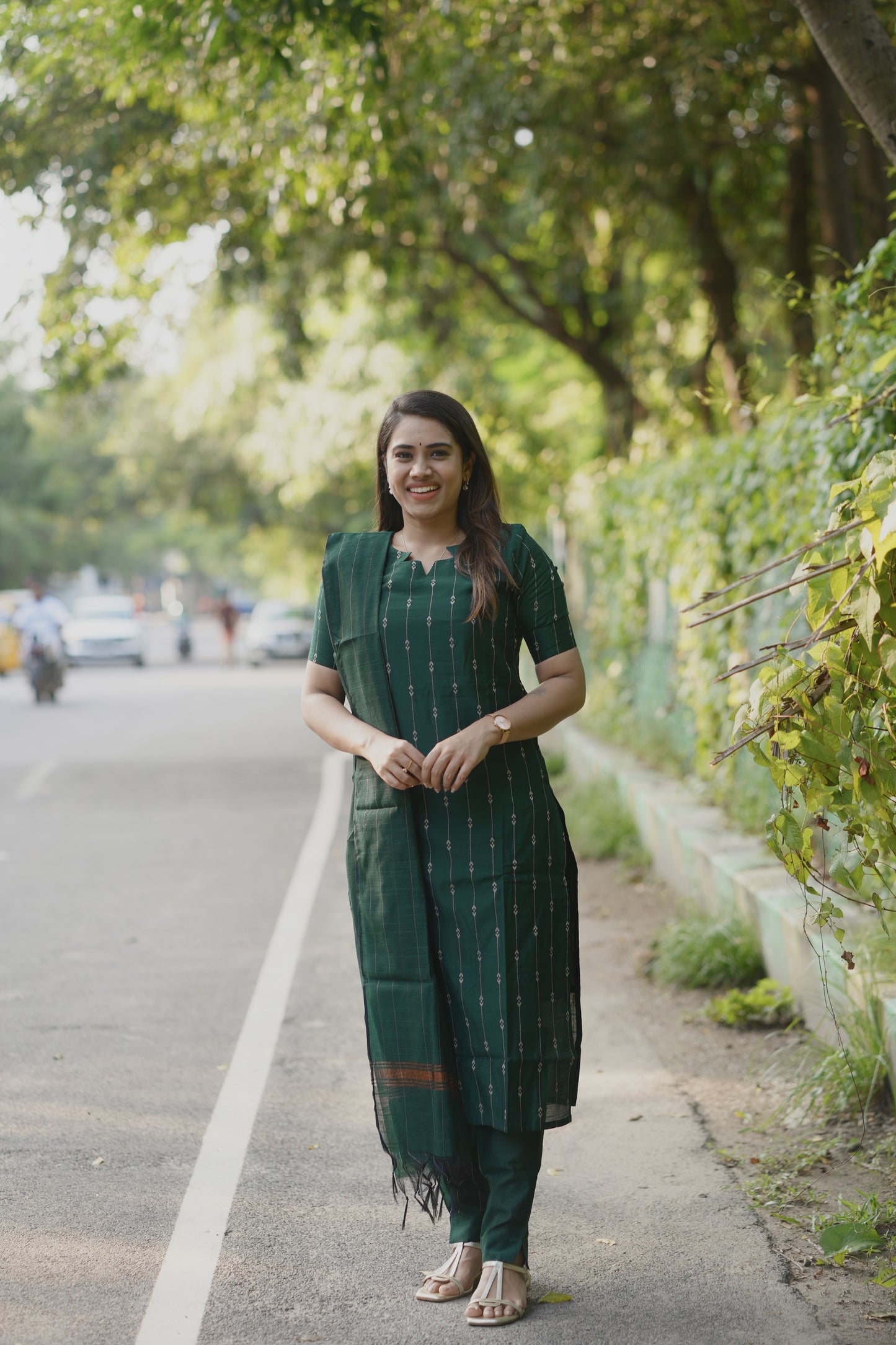 Ilaagiya Raw Silk Salwar Set in Green