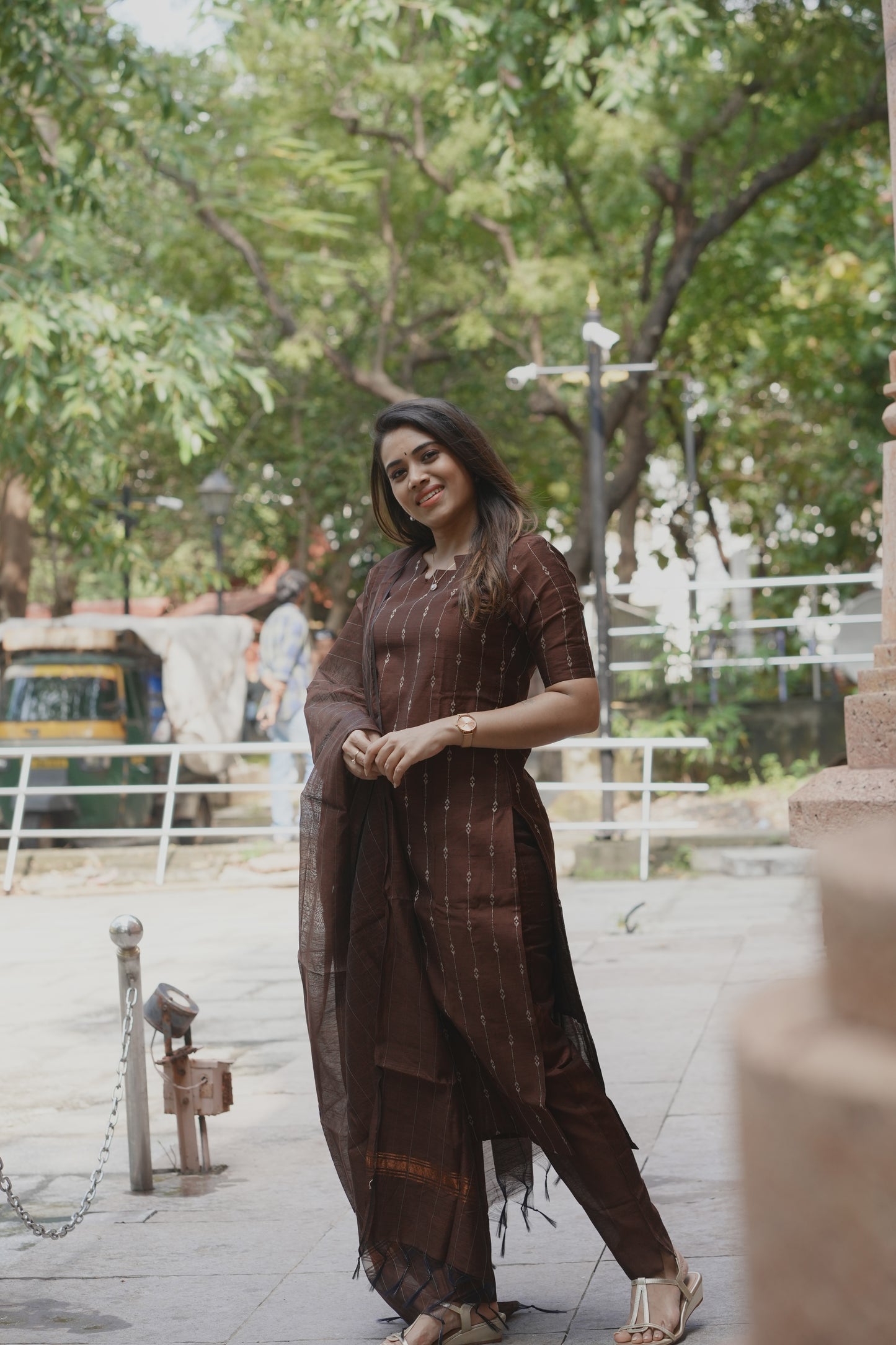 Ilaagiya Raw Silk Salwar Set in Brown
