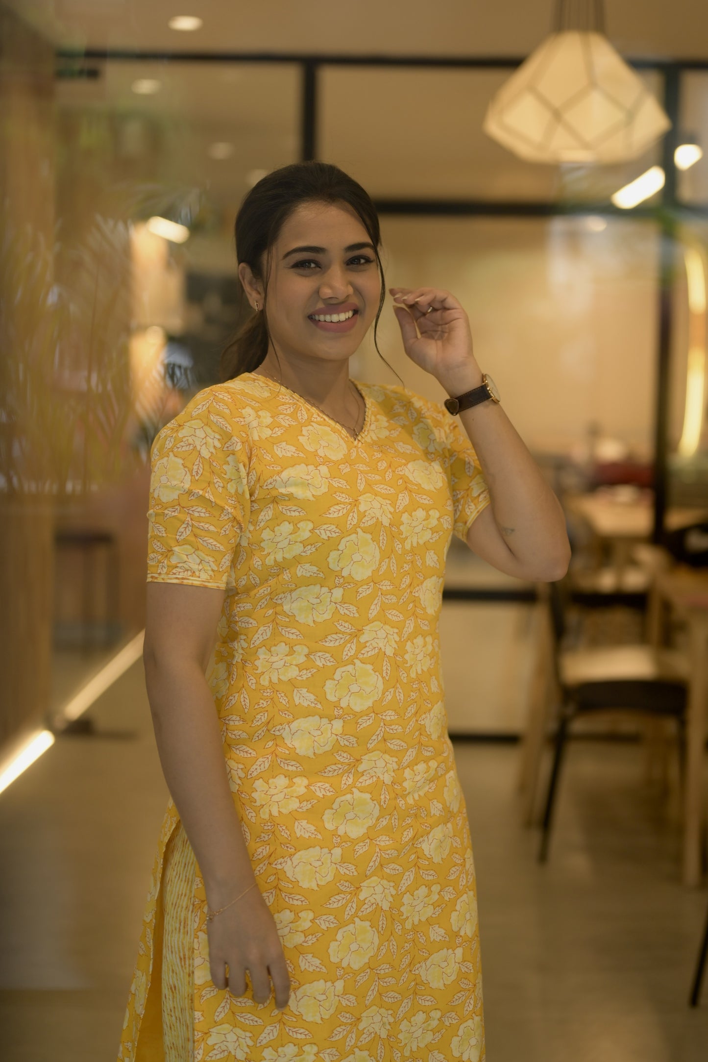 Yellow Floral Delight kurti