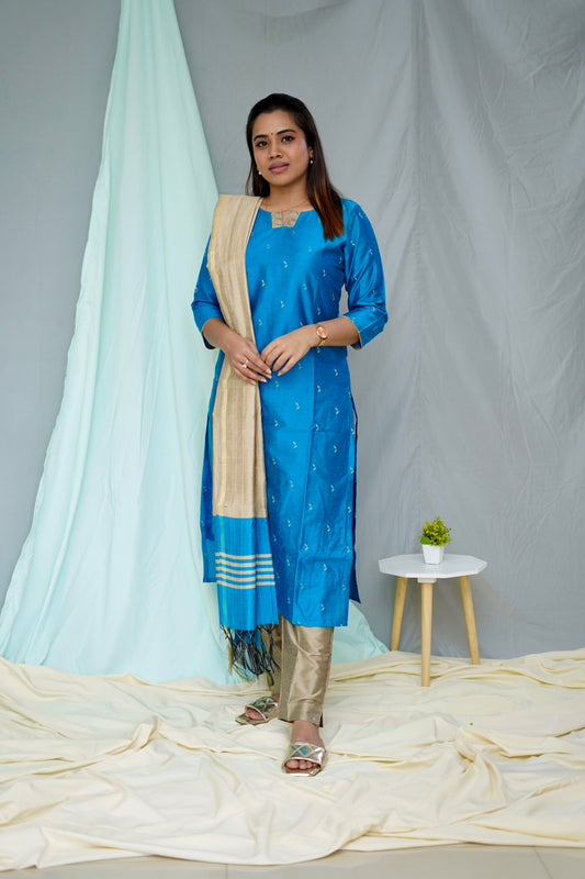Aarvi Blue raw silk salwar ser