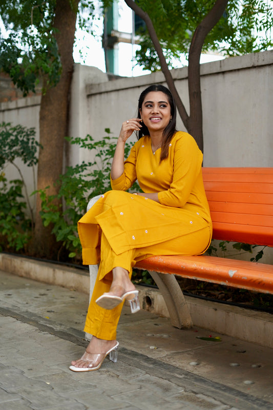 Kavya Kurti set - Mustard