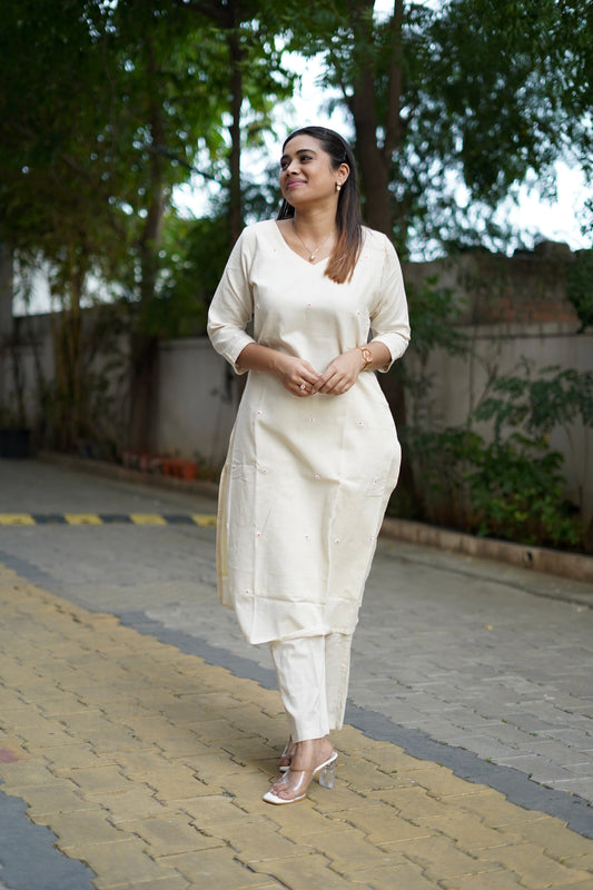 Kavya Kurti set - Off white