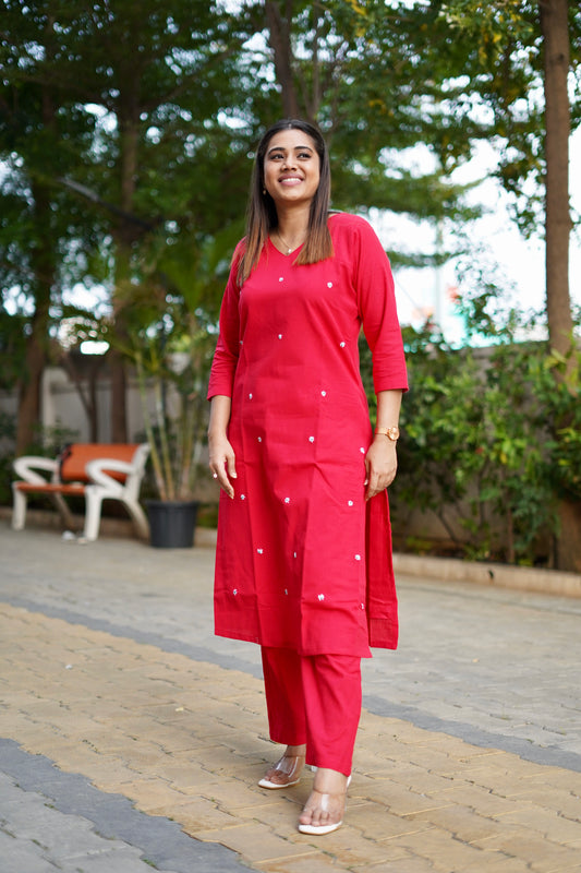 Kavya Kurti set - Red