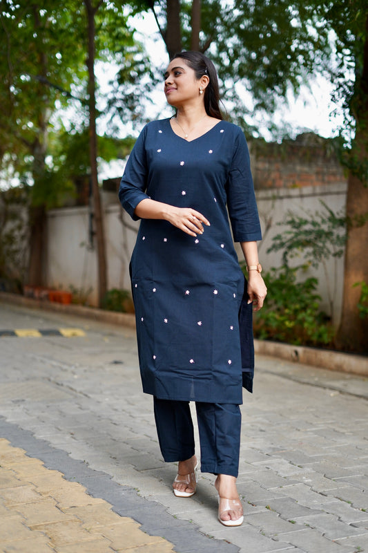 Kavya Kurti set - Navy Blue